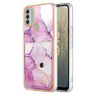 For Nokia C31 Marble Pattern IMD Card Slot Phone Case(Pink Purple Gold) - 1