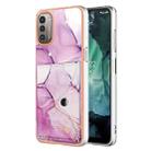 For Nokia G21 / G11 Marble Pattern IMD Card Slot Phone Case(Pink Purple Gold) - 1