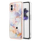 For Nothing Phone 1 Marble Pattern IMD Card Slot Phone Case(Galaxy Marble White) - 1