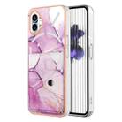 For Nothing Phone 1 Marble Pattern IMD Card Slot Phone Case(Pink Purple Gold) - 1