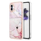 For Nothing Phone 1 Marble Pattern IMD Card Slot Phone Case(Rose Gold) - 1