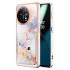 For OnePlus 11 Marble Pattern IMD Card Slot Phone Case(Galaxy Marble White) - 1