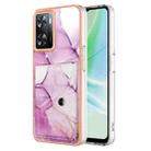 For OnePlus Nord N300 Marble Pattern IMD Card Slot Phone Case(Pink Purple Gold) - 1