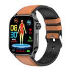 ET580 2.04 inch AMOLED Screen Sports Smart Watch Support Bluetooth Call /  ECG Function(Brown Leather Band) - 1