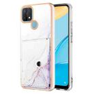 For OPPO A15 / A15S Marble Pattern IMD Card Slot Phone Case(White Purple) - 1