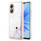 For OPPO A17 Marble Pattern IMD Card Slot Phone Case(White Purple) - 1