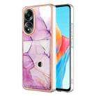 For OPPO A58 4G Marble Pattern IMD Card Slot Phone Case(Pink Purple Gold) - 1
