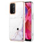 For OPPO A74 5G / A93 5G / A54 5G / A93s 5G Marble Pattern IMD Card Slot Phone Case(White Purple) - 1