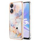 For OPPO A78 / A58 Marble Pattern IMD Card Slot Phone Case(Galaxy Marble White) - 1