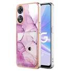 For OPPO A78 / A58 Marble Pattern IMD Card Slot Phone Case(Pink Purple Gold) - 1