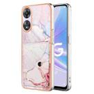 For OPPO A78 / A58 Marble Pattern IMD Card Slot Phone Case(Rose Gold) - 1