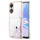 For OPPO A78 / A58 Marble Pattern IMD Card Slot Phone Case(White Purple) - 1