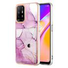 For OPPO A94 5G / A95 5G Marble Pattern IMD Card Slot Phone Case(Pink Purple Gold) - 1