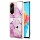 For OPPO A98 Marble Pattern IMD Card Slot Phone Case(Pink Purple Gold) - 1