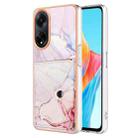 For OPPO A98 Marble Pattern IMD Card Slot Phone Case(Rose Gold) - 1