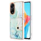 For OPPO A98 Marble Pattern IMD Card Slot Phone Case(Green) - 1