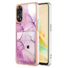 For OPPO Reno8 T 4G Marble Pattern IMD Card Slot Phone Case(Pink Purple Gold) - 1