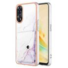 For OPPO Reno8 T 4G Marble Pattern IMD Card Slot Phone Case(White Purple) - 1