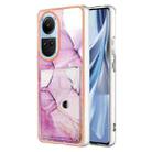 For OPPO Reno10 5G Global Marble Pattern IMD Card Slot Phone Case(Pink Purple Gold) - 1