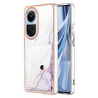 For OPPO Reno10 5G Global Marble Pattern IMD Card Slot Phone Case(White Purple) - 1