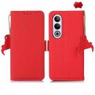 For OnePlus CE4 5G Global Side-Magnetic TJ Genuine Leather RFID Phone Case(Red) - 1