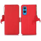 For OnePlus CE4 Lite Side-Magnetic TJ Genuine Leather RFID Phone Case(Red) - 1