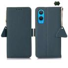 For OnePlus CE4 Lite Side-Magnetic TJ Genuine Leather RFID Phone Case(Green) - 1