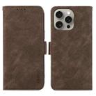 For iPhone 15 Pro Max ABEEL Frosted Magnetic RFID Leather Phone Case(Brown) - 1