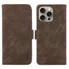 For iPhone 15 Pro ABEEL Frosted Magnetic RFID Leather Phone Case(Brown) - 1