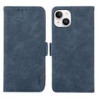 For iPhone 15 Plus ABEEL Frosted Magnetic RFID Leather Phone Case(Blue) - 1