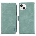 For iPhone 15 Plus ABEEL Frosted Magnetic RFID Leather Phone Case(Cyan) - 1