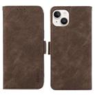 For iPhone 15 ABEEL Frosted Magnetic RFID Leather Phone Case(Brown) - 1