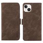 For iPhone 14 Plus ABEEL Frosted Magnetic RFID Leather Phone Case(Brown) - 1