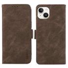For iPhone 14 ABEEL Frosted Magnetic RFID Leather Phone Case(Brown) - 1