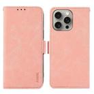 For iPhone 14 Pro ABEEL Frosted Magnetic RFID Leather Phone Case(Pink) - 1