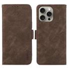 For iPhone 14 Pro ABEEL Frosted Magnetic RFID Leather Phone Case(Brown) - 1