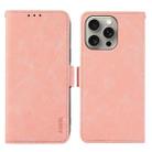 For iPhone 14 Pro Max ABEEL Frosted Magnetic RFID Leather Phone Case(Pink) - 1