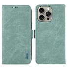 For iPhone 14 Pro Max ABEEL Frosted Magnetic RFID Leather Phone Case(Cyan) - 1