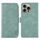For iPhone 13 Pro ABEEL Frosted Magnetic RFID Leather Phone Case(Cyan) - 1