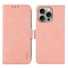 For iPhone 16 Pro ABEEL Frosted Magnetic RFID Leather Phone Case(Pink) - 1