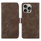 For iPhone 16 Pro ABEEL Frosted Magnetic RFID Leather Phone Case(Brown) - 1