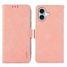 For iPhone 16 Plus ABEEL Frosted Magnetic RFID Leather Phone Case(Pink) - 1