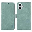 For iPhone 16 Plus ABEEL Frosted Magnetic RFID Leather Phone Case(Cyan) - 1