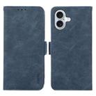 For iPhone 16 ABEEL Frosted Magnetic RFID Leather Phone Case(Blue) - 1