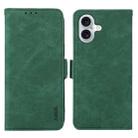 For iPhone 16 ABEEL Frosted Magnetic RFID Leather Phone Case(Green) - 1