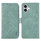 For iPhone 16 ABEEL Frosted Magnetic RFID Leather Phone Case(Cyan) - 1