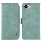 For iPhone 16e ABEEL Frosted Magnetic RFID Leather Phone Case(Cyan) - 1