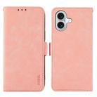 For iPhone 17 ABEEL Frosted Magnetic RFID Leather Phone Case(Pink) - 1