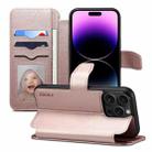 For iPhone 14 Pro ESEBLE E1 Nappa Texture MagSafe Holder Leather Phone Case(Rose Gold) - 1