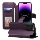 For iPhone 14 Pro ESEBLE E1 Nappa Texture MagSafe Holder Leather Phone Case(Dark Purple) - 1